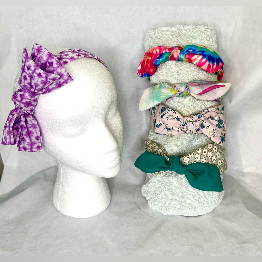 Kids Floral & Tie Dye Headbands W/Bows & Ties